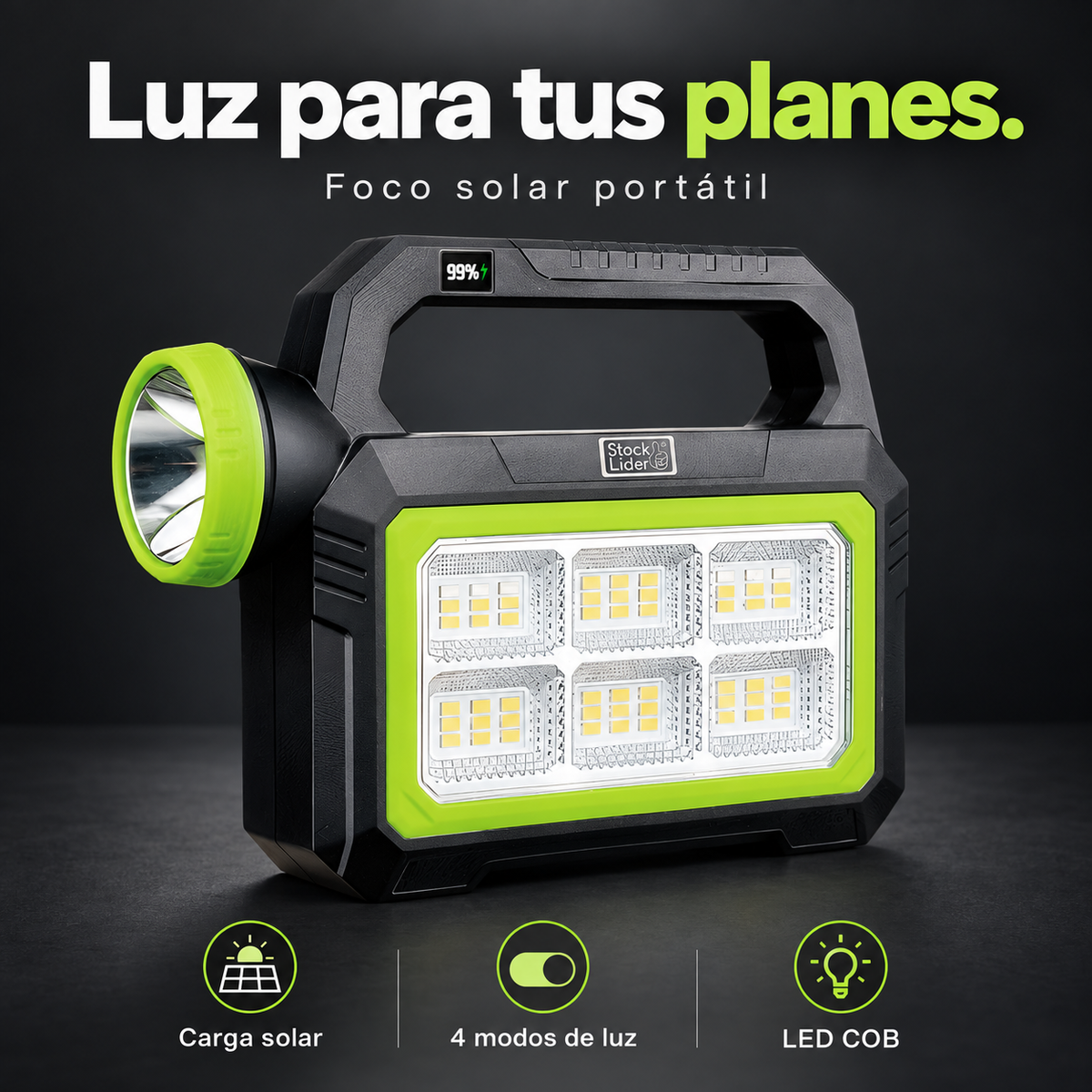 Foco con placa solar